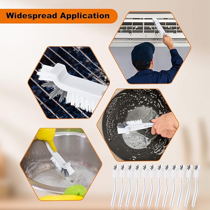 Rtteri 48 Pcs Kitchen Scrub Brush Bulk Plastic Sink Bathroom Cleaning Edge Corner Brush for Household Bottle Dish Tile Lines Window Track Crevice with Stiff Bristle