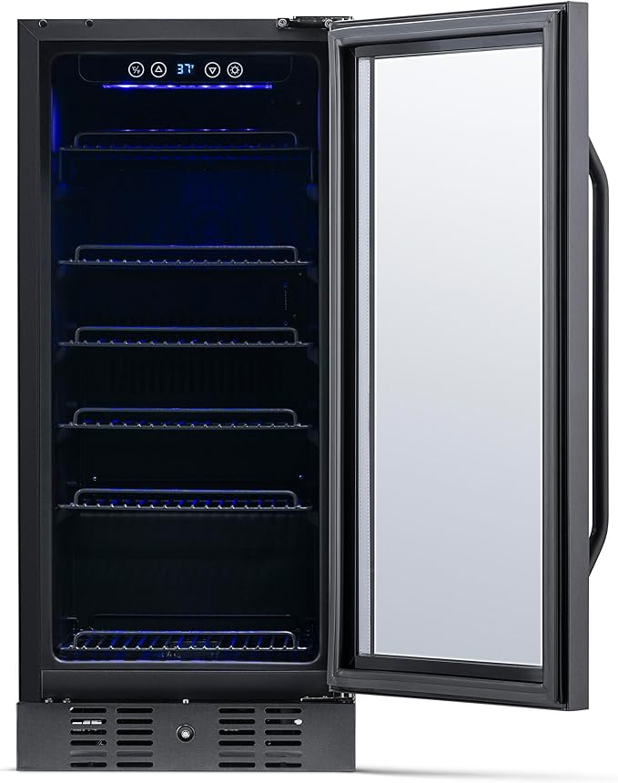 Newair 24" Wine and Beverage Refrigerator 20 Bottle and 70 Can Capacity, Built-in or Freestanding Cooler, Dual Zone Fridge in Stainless Steel with Splitshelf