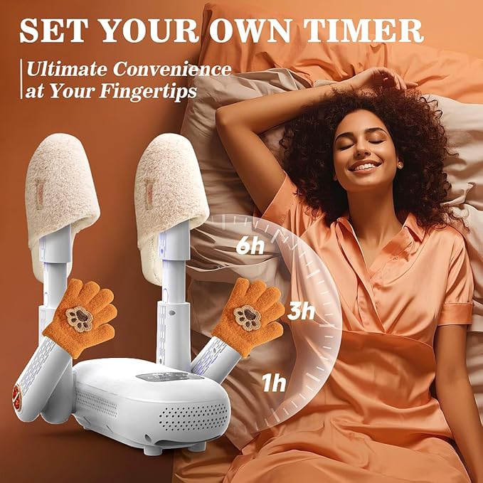 Shoe Dryer & Boot Dryer with Deodorizer – Shoe-Friendly Technology, Shoe Warmer with Heat Blower Fan, Dries 4 Shoes at Once and Odor Removal - Ideal for Ski Shoes, Boots, Gloves, and Hats
