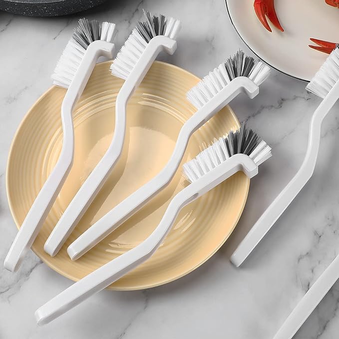 Rtteri 48 Pcs Kitchen Scrub Brush Bulk Plastic Sink Bathroom Cleaning Edge Corner Brush for Household Bottle Dish Tile Lines Window Track Crevice with Stiff Bristle