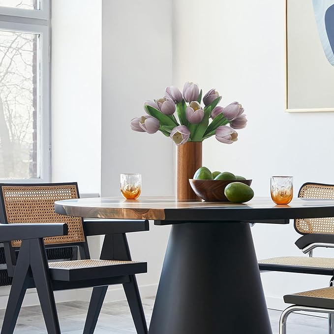 Light Purple Artificial Tulips, 2 Bundles 14Pcs, Fake Tulips Artificial Flowers, 2 x 2.4 Inch Large Flower Head Big Tulip, Easter Valentine's Day Mother's Day Home Decoration Flowers