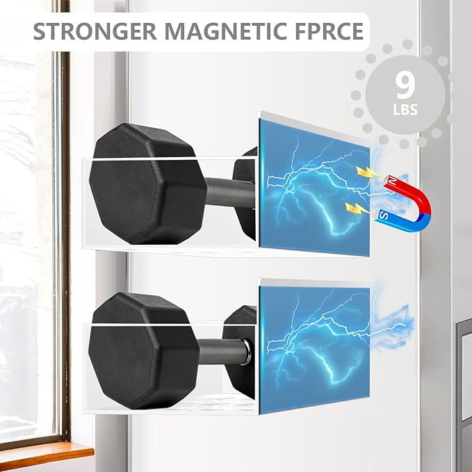 Magnetic Spice Rack Organizer for Fridge Seasoning Organizer for Kitchen Storage With Screw Magnetic Shelf for Oven, RV,Garage,Bathroom (White, 4pack)