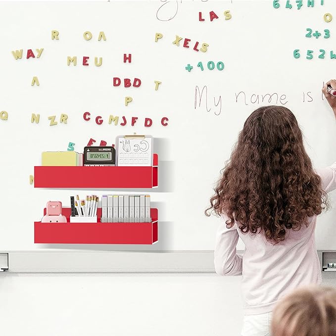 Magnetic Spice Rack Organizer for Fridge Seasoning Organizer for Kitchen Storage With Screw Magnetic Shelf for Oven, RV,Garage,Bathroom (Red, 4pack)