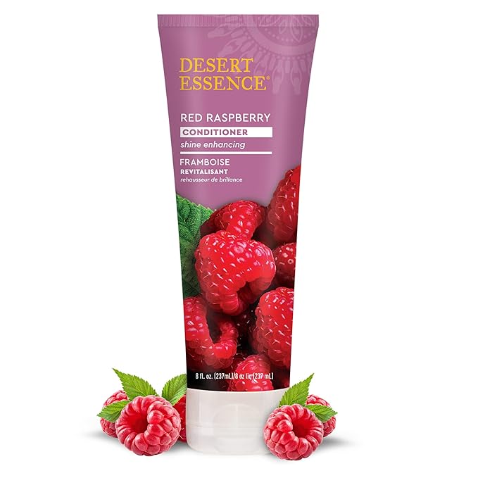 Desert Essence Red Raspberry Conditioner - 8 Fl Ounce - Shine Enhancing - Vitamin A & C - Smooth & Silky - Strengthing - Shea Butter - Calcium & Magnesium - Vitamin B5