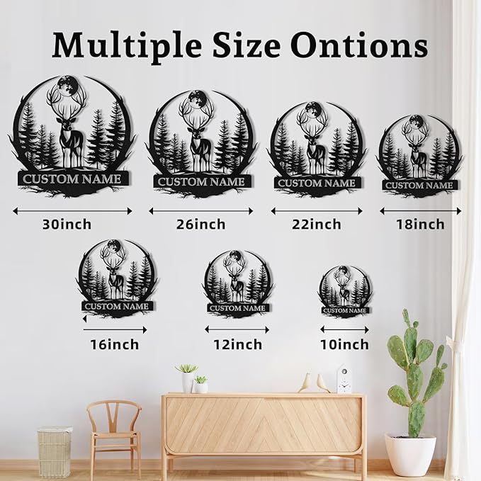 Metal Signs Customized, Personalized Deer Metal Cabin Sign, Forest Deer Wall Decor, Outdoor Metal Signs, Deer Hunter Gift, Deer Wall Art, Hunting Decor, Custom Family Name Sign, Cabin Decor