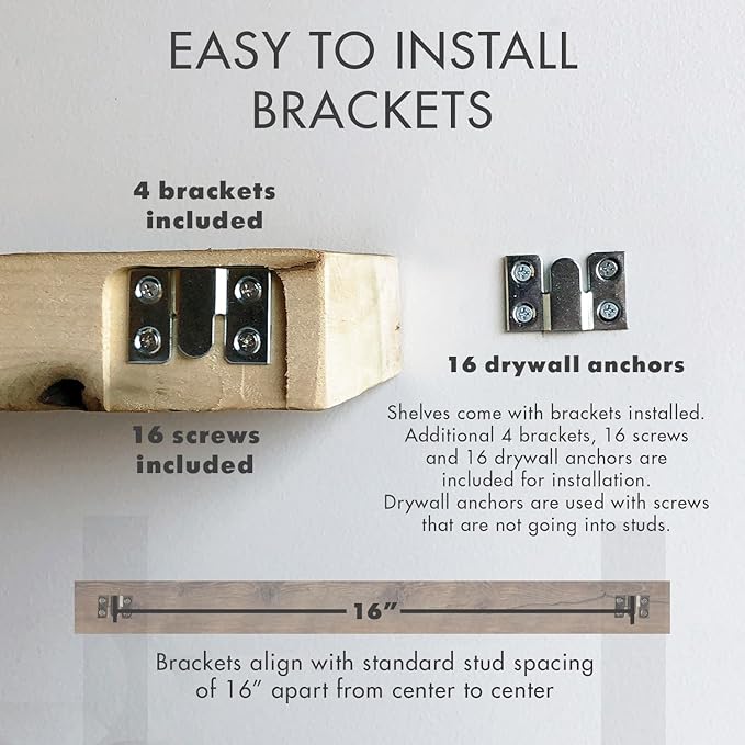 Urban Legacy Reclaimed Barnwood Planks | Floating Shelves for Wall w/Flush Mount Shelf Bracket Set Included | Set of 2 (Natural, 40"x7"x 2")