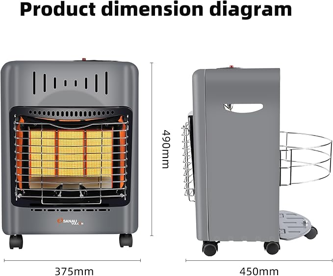 Propane Heater18000 BTU,Outdoor Heater with ODS Tip-over Protection, Propane Radiant Heater with Gas Regulator Hose for Patio,Garage,Camping Up to 450 Sq. Ft