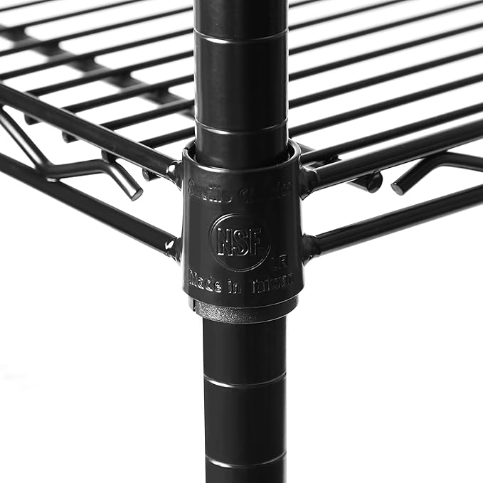 Seville Classics UltraDurable Heavy Duty NSF Solid Steel Wire Rack Storage Unit, Organizer for Garage, Warehouse, Office, Restaurant, Classroom, Kitchen, Black, 5-Tier Shelving, 24" W x 18" D