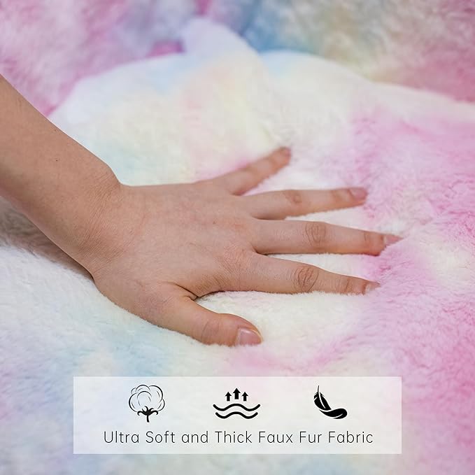 Recaceik Large Plush Bean Bag Chairs, Memory Foam Bean Bag Chair for Adults & Kids with Armrests, Comfy BeanBag Lounge Lazy Floor Sofa Accent Chair for Living Room, Bedroom, Dorm, Colorful Rainbow