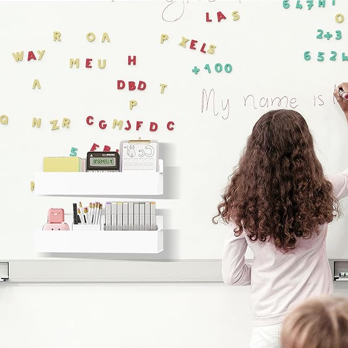 Magnetic Spice Rack Organizer for Fridge Seasoning Organizer for Kitchen Storage With Screw Magnetic Shelf for Oven, RV,Garage,Bathroom (White, 4pack)