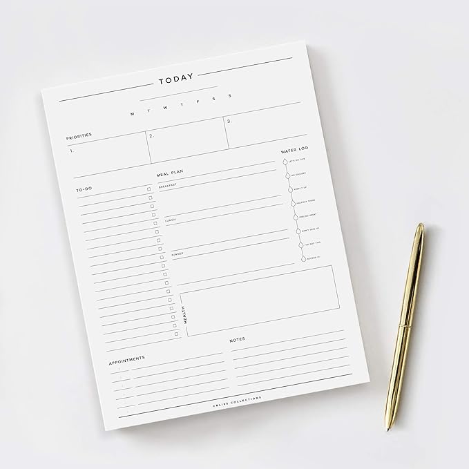Bliss Collections Daily Planning Pad, To Do List Notebook - Undated Tear-Off Sheets Notepad - Work Calendar, Organizer, Scheduler for Goals, Tasks - Minimalist, 8.5" x 11", 50 Sheets