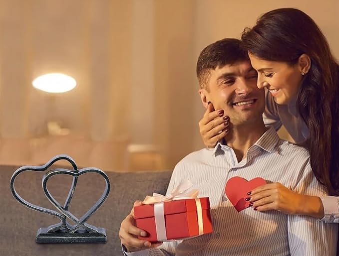 Heart Sculpture for Living Room Decor Heart Decoration Gift for Her and Him Love Wedding Anniversary Couples Gift Modern Heart Statue for Home Coffee Table Dining Table Centerpiece Birthday Gift