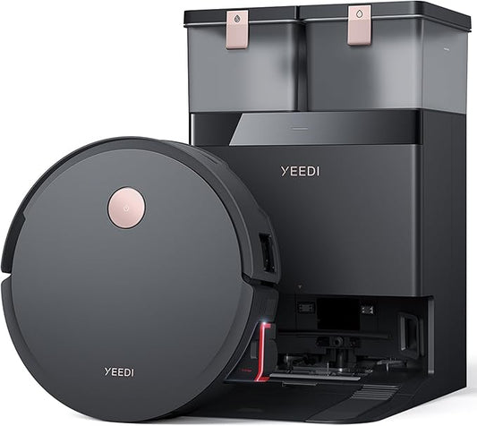 Yeedi S14 Plus Robot Vacuum and Mop, 18,000Pa Suction, OZMO Roller Mopping, ZeroTangle 2.0, TruEdge 3D Sensor, All-in-One Station with Auto Hot Water Washing & Self-Drying, Black