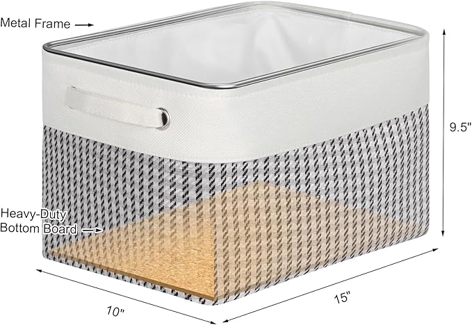 Kntiwiwo Foldable Storage Bins 15" x 10" x 9.5" Fabric Storage Basket Cube with Handles Large Linen Closet Organizer Bins for Organizing Shelf Home, Set of 3, Houndstooth