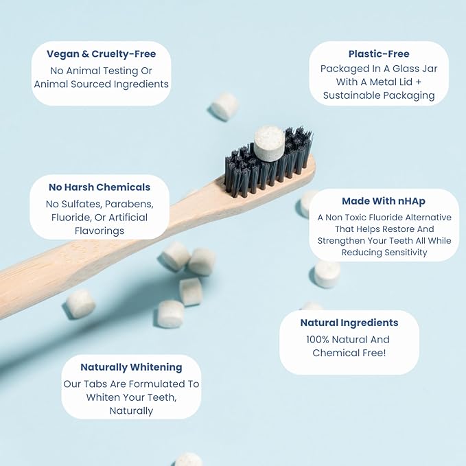 Vital Toothpaste Tabs with 7% Nano-Hydroxyapatite | Naturally Whitens + Remineralizes Teeth | Fluoride & Plastic Free | Combats Sensitivity | Travel & Eco Friendly | Fresh Mint | 248 Tablets (4 Month)