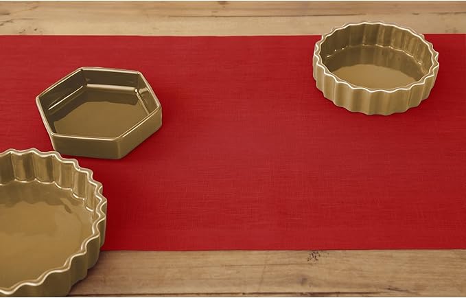 Solino Home Linen Red Table Runner 108 Inches Long - 100% Pure Linen 14 x 108 Inch Table Runner - Fete