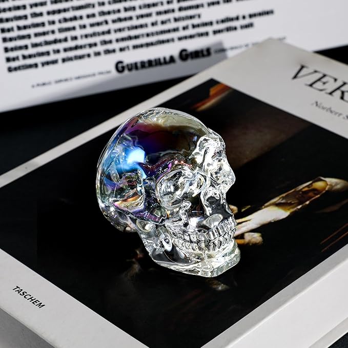 Model Statue for Home Décor Crystal Skull Decorative Figurine Gifts for Women Husbands Halloween Head Figurine Decoration Gift (Colorful Skull)