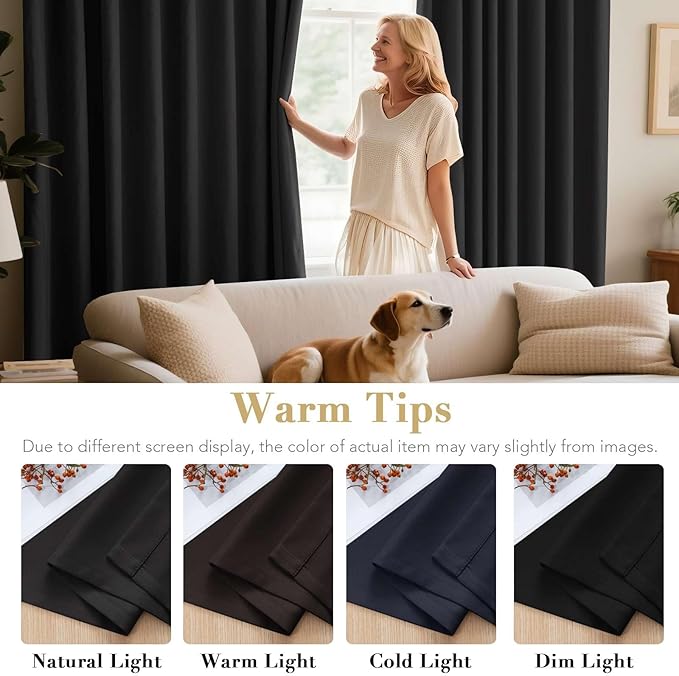 H.VERSAILTEX Thermal Insulated Grommet Blackout Curtains for Bedroom (2 Panels, 52 x 96 -Inch,Solid Black)