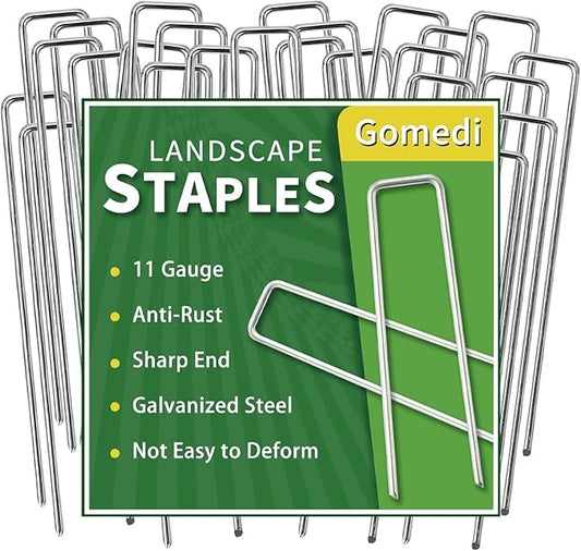 Landscape Staples 8 Inch 120 Pack, Garden Stakes Galvanized Garden Staples 11 Gauge, Plant Cover Stakes for Lawn Weed Barrier