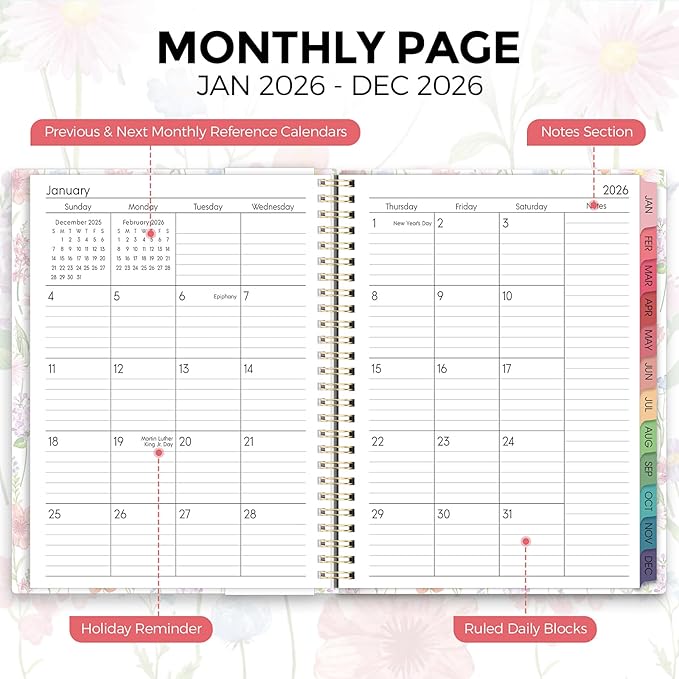 Planner 2026, 8.5" x 11" Monthly & Weekly Planner with Tabs, JAN - DEC 2026, Goal Setting & Time Management Organizer for Professionals & Students