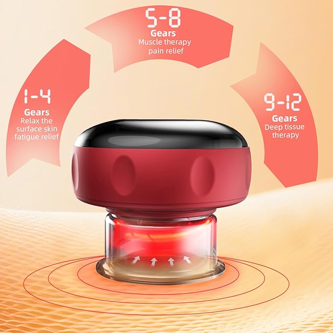 5-in-1 Smart Dynamic Cupping Therapy Set, Smart Cupping Therapy Massager, 12 Levels of Suction Strength and Temperature Control for Targeted Pain Relief, Knots, Aches, Portable Cupping Kit
