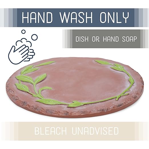 NAT & Jules Floral Laurel Wreath Leaves Pattern Dimensional Indoor Outdoor 12 inch Round Cast Resin Decorative Garden Stepping Stone, Patio, Walkway Sculpture Yard Art, Green