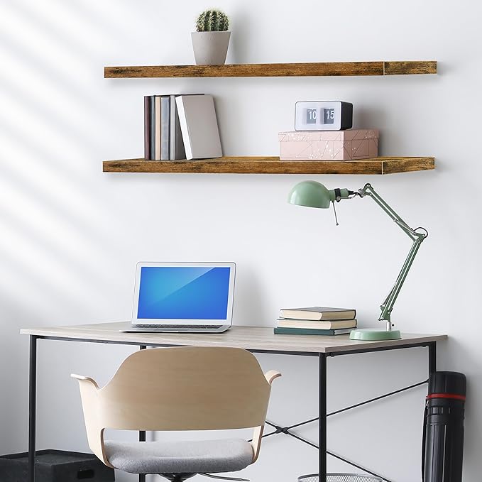 Sorbus Floating Shelves for Wall - 48 Inch Long Bathroom Shelves, Wall Decor for Bedroom, Kitchen, Living Room & Book Storage - Mounted Floating Shelf with Invisible Brackets (Rustic Brown, 2 Pack)
