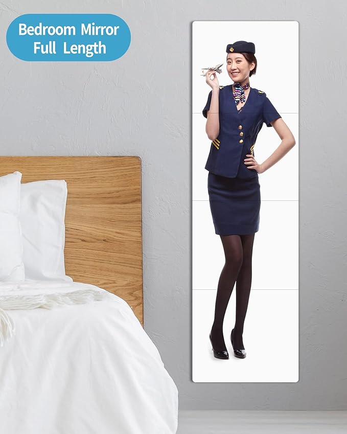 Shatterproof Wall Mirror Full Length for Bedroom, Plexiglass Gym Mirrors For Home, Extra Thick: 0.12 inch, 15.8 x 15.8 inch x 4 Pcs, Workout Mirrors Safe for Kids, Over The Door, Long Wall Mounted