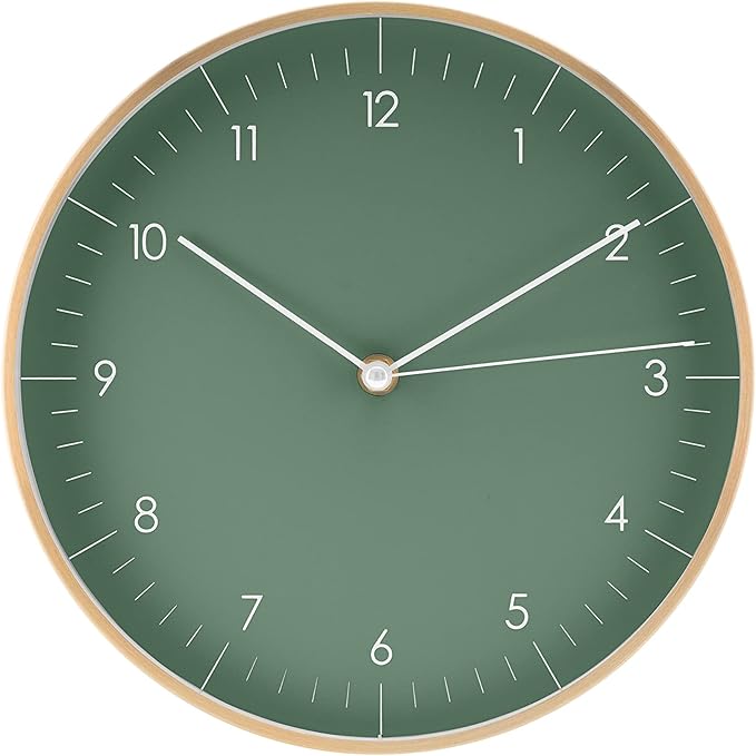 LUUK LIFESTYLE Wall Clock with Silent Movement, Without Ticking, Elegant and Functional Design, Housewarming Gift idea, Decorative, Dark Green and Gold