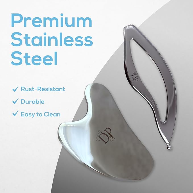 Muscle Scraper Tool – 2-in-1 Stainless Steel Fascia Scraper for Deep Tissue Massage & Muscle Relief - Gua Sha Body Tool for Soreness - Ergonomic IASTM Tool for Athletes & Physical Therapy