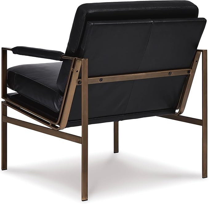 Signature Design by Ashley Puckman Mid-Century Modern Leather Accent Chair, Black