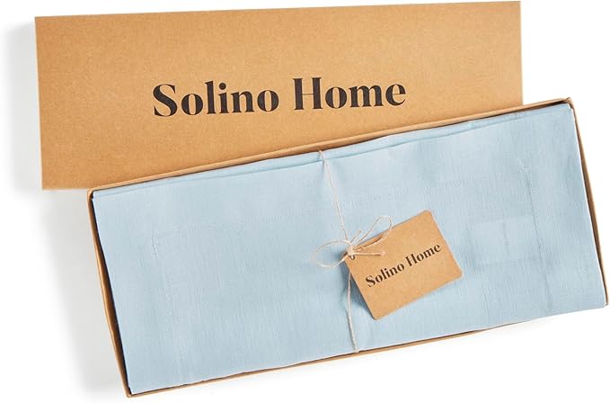 Solino Home Linen Table Runner 120 Inches Long - 100% Pure Linen Ice Water Dining Table Runner 14 x 120 Inch - Fete