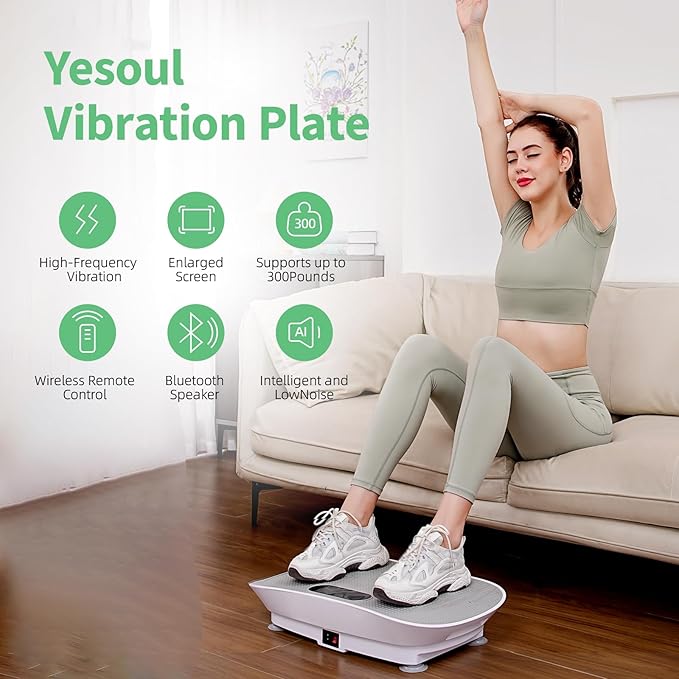 Yesoul Vibration Plate Exercise Machine for Lymphatic Drainage Weight Loss, Power Plate Vibration Platform with Bluetooth Remote, Full Whole Body Workout Equipment for Women Men, 300-400 lbs Capacity