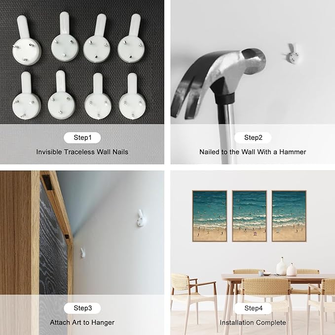 HLNIUC Summer Beach Canvas Wall Art,Modern Minimalist Coastal Landscape Wall Decor Set of 3(16”x24”) Blue Abstract Ocean Wall Painting, Summer Swimming in the Sea Art Print for Living Room,Bathroom