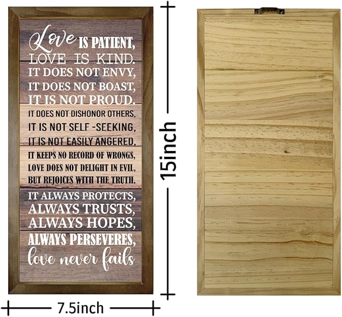Love is Patient Love is Kind Wall Art, 1 Corinthians 13 Wall Art, God Walls Decor, Hanging Frame Bible Verses Walls Décor, Christian Gift