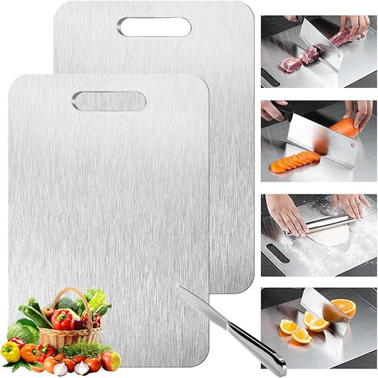 Titanium Cutting Board - 2 pack Titanium Cutting Boards for Kitchen,Double Sided Titanium Cutting Mat,Non Stick Chopping Board Easy to Clean（9.25 * 12.99in）