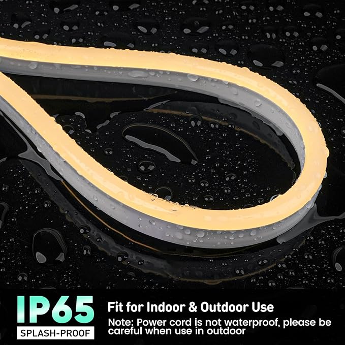 GZBtech Flexible LED Neon Rope Lights 50FT,AC 110-120V Waterproof Strip Light, 120 LEDs/M Cuttable Connectable Neon Lighting for Indoor Outdoor Home Decor/Commercial Building Use-Warm White 15M