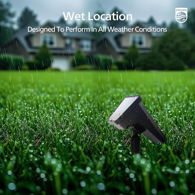 Philips 4 Packs Solar Spot Lights Outdoor Waterproof, 28 LED 7500K Solar Powered Landscape Pathway Lights, Dusk to Dawn Solar Spotlights for Garden, Yard, Lawn, Walkway, Driveway