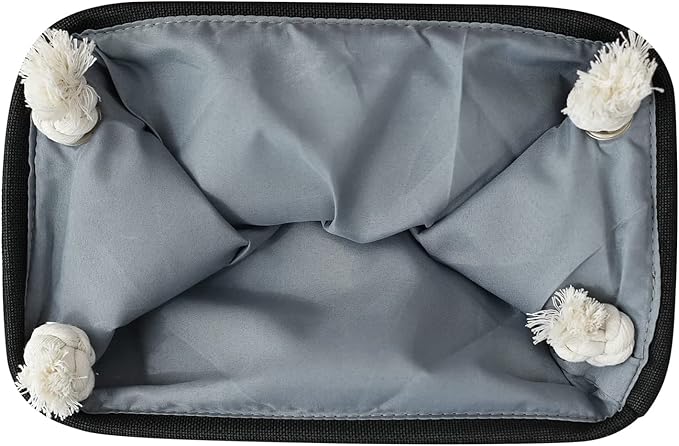 TheWarmHome Storage Basket for Organizing - 12x8x5.2 inch 1 Pack Fabric Storage Cubes, Baskets for Gifts Empty for Closet Organizer Dog Gift Cloth Toy (Grey & Black)