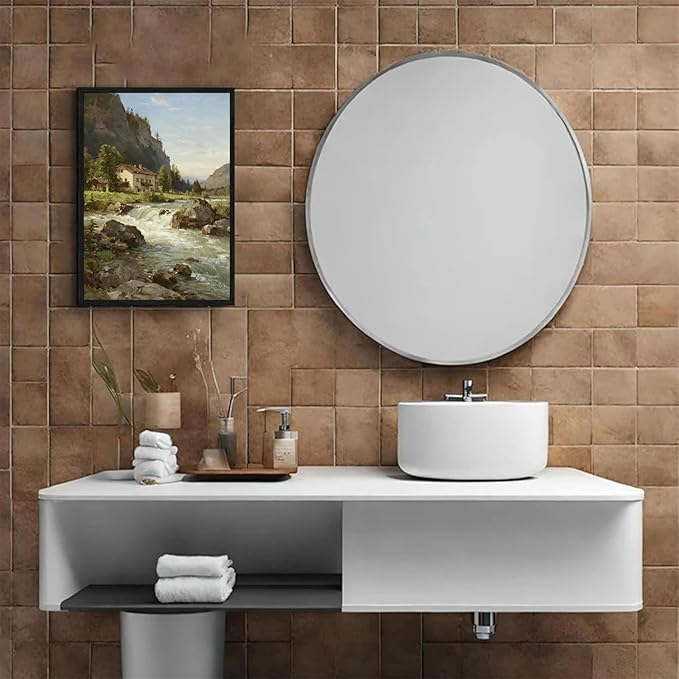 Vintage landscape rural scenery poster art farmhouse cottage wall decor living room kitchen quiet country stream suitable for bedroom bathroom