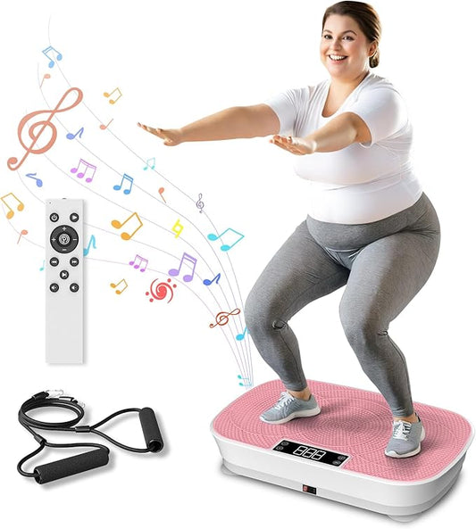Vibration Plate Exercise Machine - Bluetooth Music & 400LBS Capacity Vibration Plate for Lymphatic Drainage & Weight Loss with 99 Speed Levels, Whole Body Vibration Plate for Home Fitness
