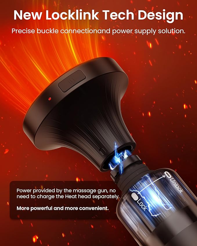 Massage Gun with Heat and Red Light Therapy,Deep Tissue Percussion Back Massager for Muscle/Neck/Body Pain Relief with Long Extension Retractable Handle,32-Speeds,Foldable,5 Adjustable