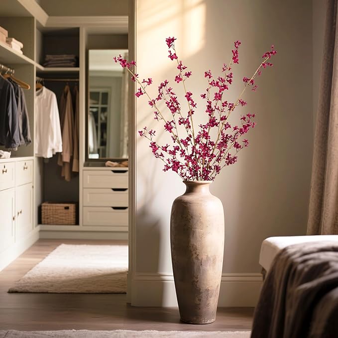 4Pcs Fake Flowers Blossom Branches Artificial Flowers for Indoor Decor, Faux Long Stem Realistic Indoor Plants for Vase Wedding Home Office Bedroom Party Table Centerpieces Decor