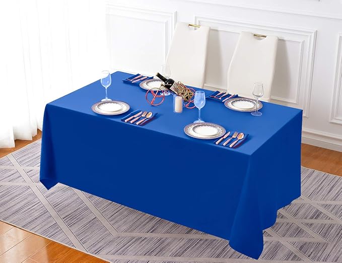 Surmente Blue Tablecloth 90 x 132-inch Rectangular Polyester Table Cloth for Weddings, Banquets, or Restaurants