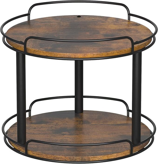 LAMU 12.2'' Wood Lazy Susan Turntable Organizer for Cabinet, 2 Tier Lazy Susan Spice Rack Organizer for Kitchen, Table Top, Countertop, Pantry, Bathroom