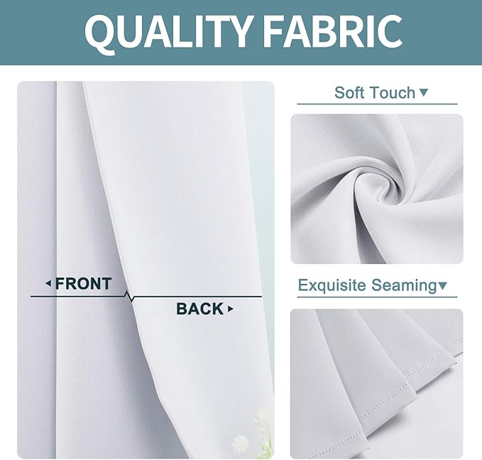 ChrisDowa Grommet Room Darkening Curtains for Bedroom and Living Room - 2 Panels Set Thermal Insulated Blackout Curtains (Greyish White, 52W x 45L)