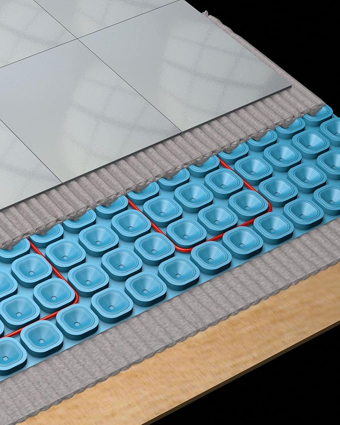 All-in-one Electric Radiant Floor Heating Kit 80 Sq Ft 120V with 2855201 Thermo Touch Touchscreen Programmable Thermostat, Heat Uncoupling Membrane, Underfloor Heat Cable, Safe Installation Tools