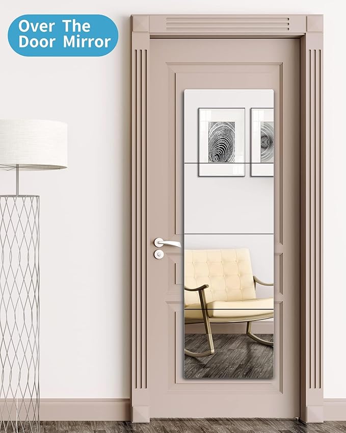 Shatterproof Wall Mirror Full Length for Bedroom, Acrylic Gym Mirrors For Home, Extra Thick: 0.12 inch, 14 x 14 inch x 4 Pcs, Workout Mirrors Safe for Kids, Over The Door, Long Wall Mounted