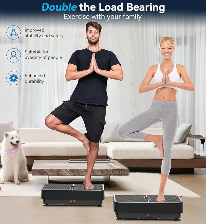 POWET Vibration Plate Exercise Machine, 99 Speed Levels with 5 Setting Modes, 400LBS Whole Body Workout Waver Vibration Plate for Lymphatic Drainage