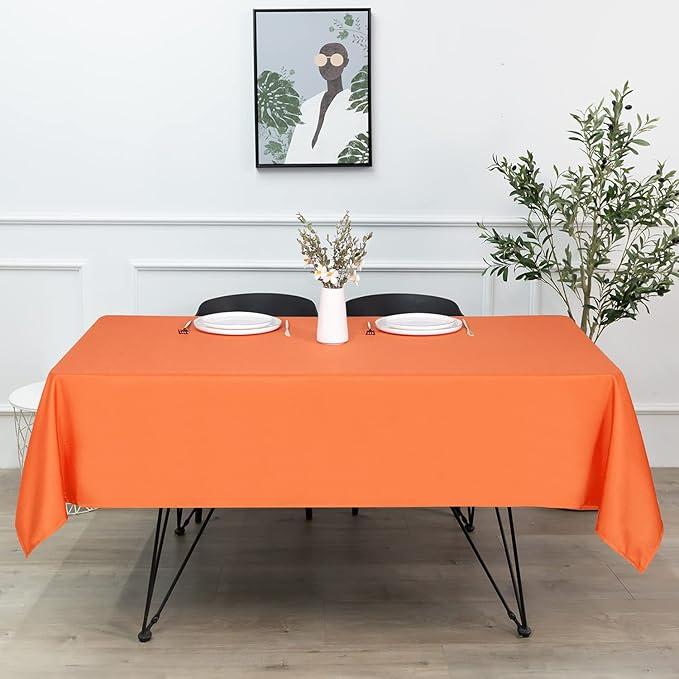 sancua Square Tablecloth - 60 x 60 Inch - Stain and Wrinkle Resistant Washable Polyester Table Cloth, Decorative Fabric Table Cover for Dining Tables, Buffet Parties and Camping, Orange